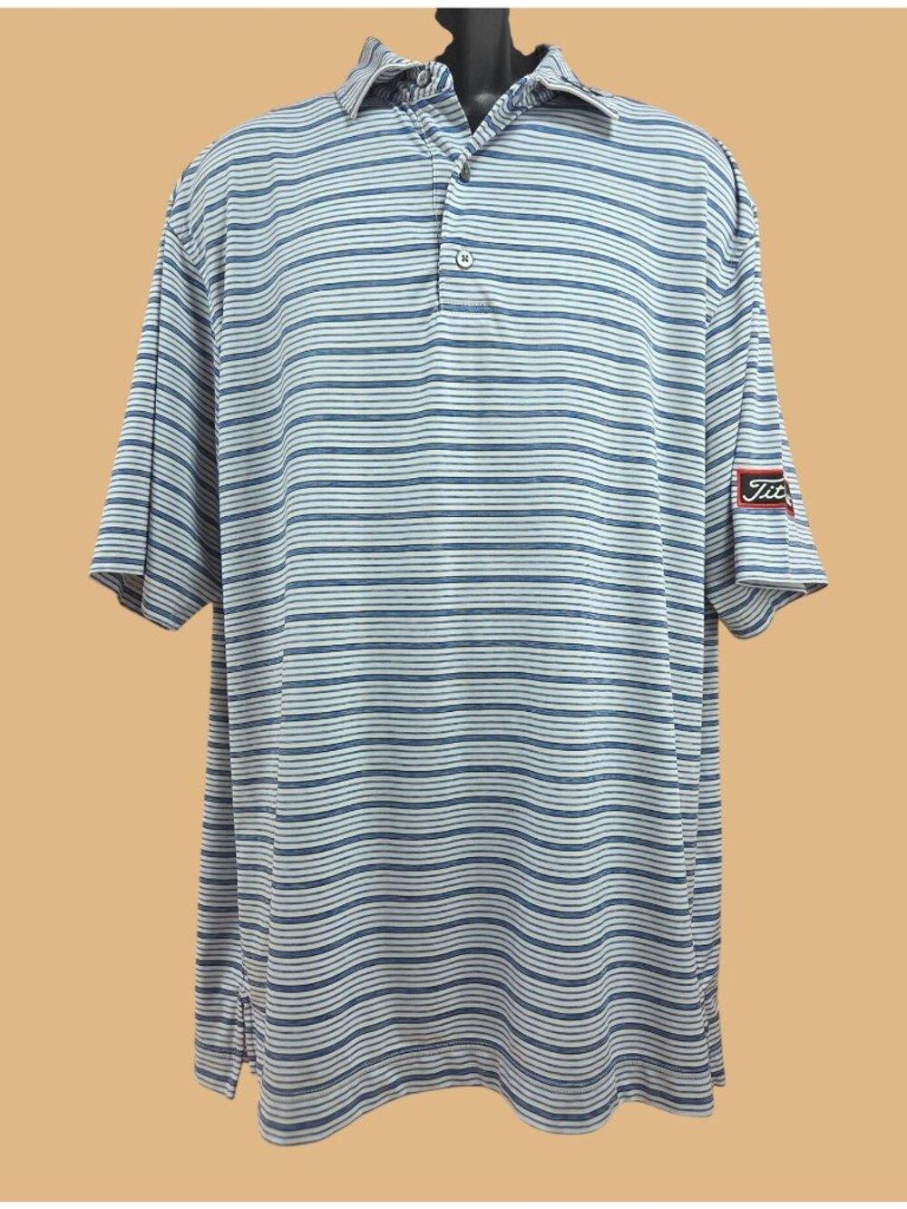 Footjoy Mens Blue Striped Titlist Polo Size XL